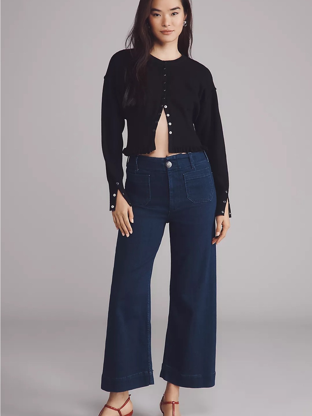 Maeve Women’s High Rise Dark Wash Wide-Leg Stretch 5-Pocket Jeans Size 31
